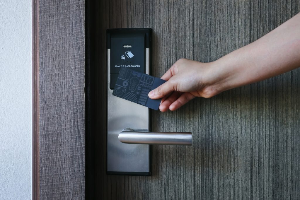 Smart card door key lock system at home